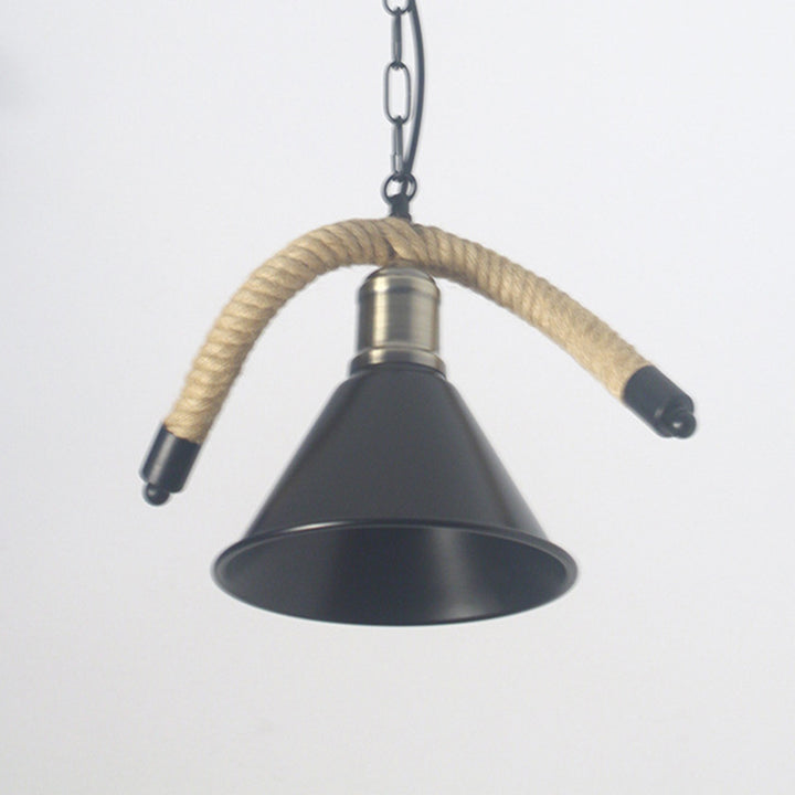 Contemporary Industrial Twine Iron Conic Wave 1/3 Light Chandeliers For Dining Room