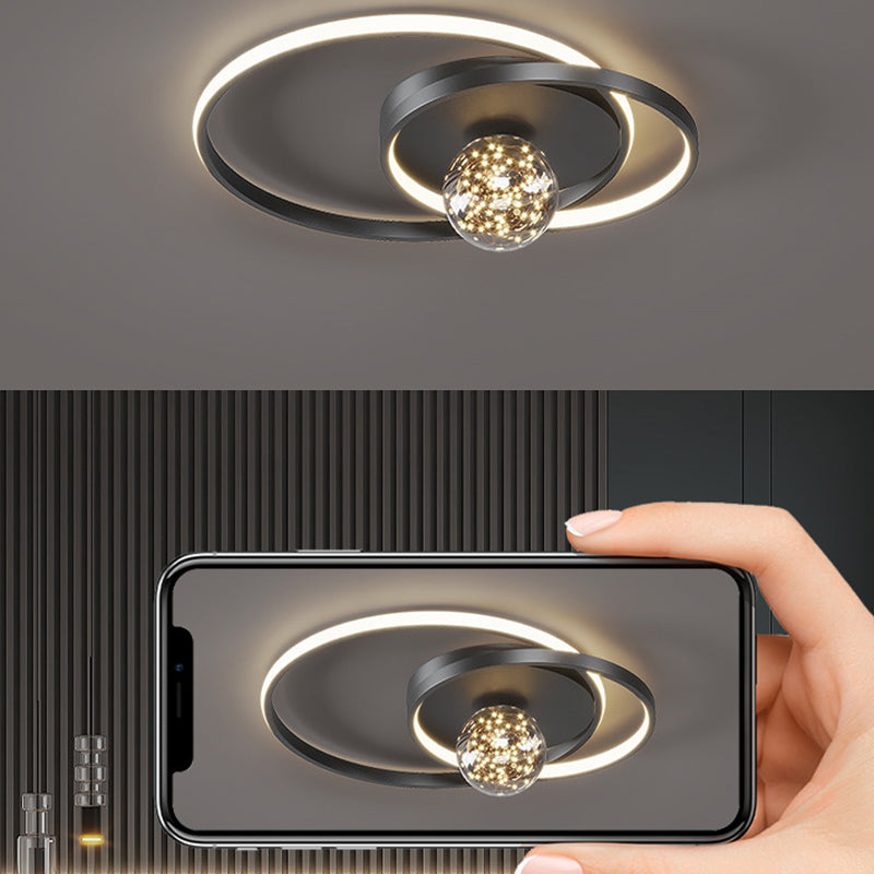 Zeitgenössische Nordische Sternenhimmel Kugel Kreis Eisen Aluminium Silica Glas LED Deckenleuchte für Schlafzimmer 