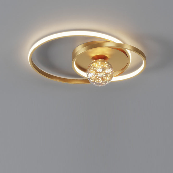 Zeitgenössische Nordische Sternenhimmel Kugel Kreis Eisen Aluminium Silica Glas LED Deckenleuchte für Schlafzimmer 