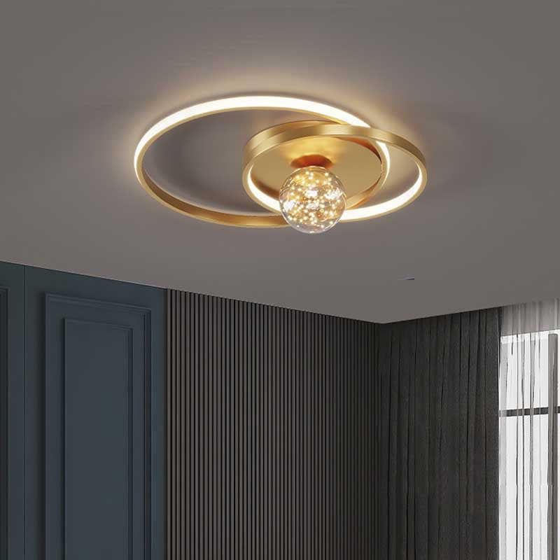 Zeitgenössische Nordische Sternenhimmel Kugel Kreis Eisen Aluminium Silica Glas LED Deckenleuchte für Schlafzimmer 
