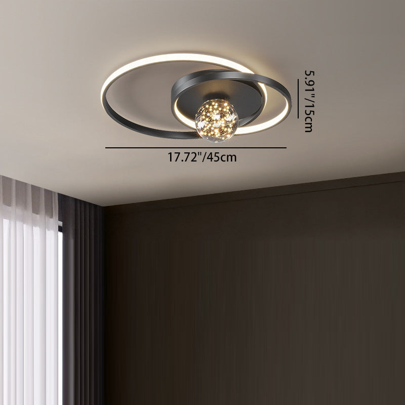 Zeitgenössische Nordische Sternenhimmel Kugel Kreis Eisen Aluminium Silica Glas LED Deckenleuchte für Schlafzimmer 