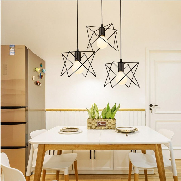 Contemporary Scandinavian Star Cage Iron 1/3 Light Pendant Light For Dining Room