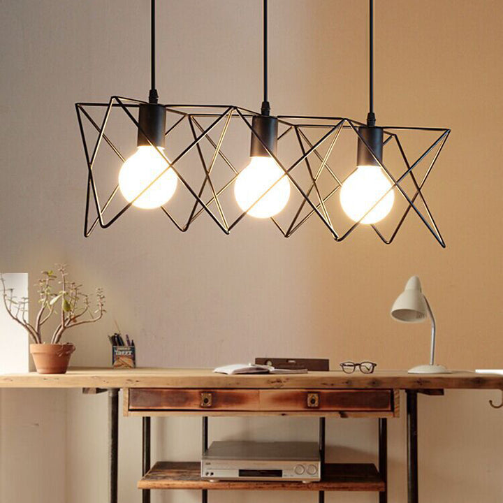Contemporary Scandinavian Star Cage Iron 1/3 Light Pendant Light For Dining Room