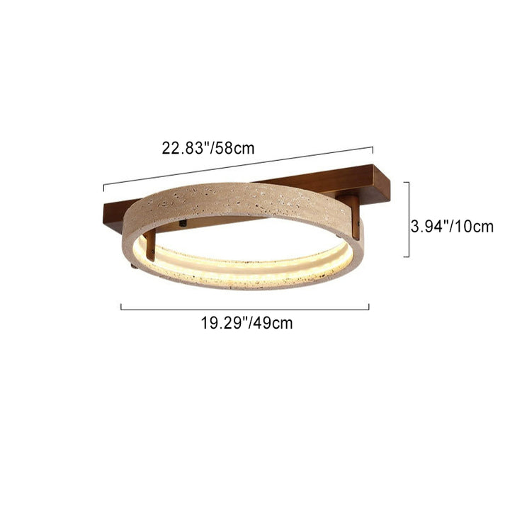 Lumière de plafond semi-encastrée à LED contemporaine nordique en travertin et noyer avec base rectangulaire circulaire pour chambre 