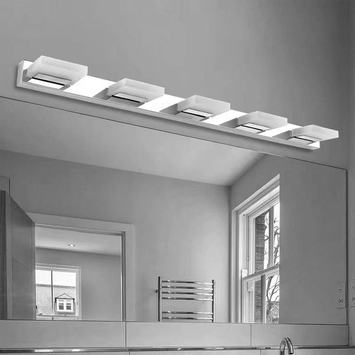 Lámpara de Aplique de Pared LED Cuadrada de Acrílico de Acero Inoxidable de Simplicidad Moderna para Iluminación de Tocador en el Baño 