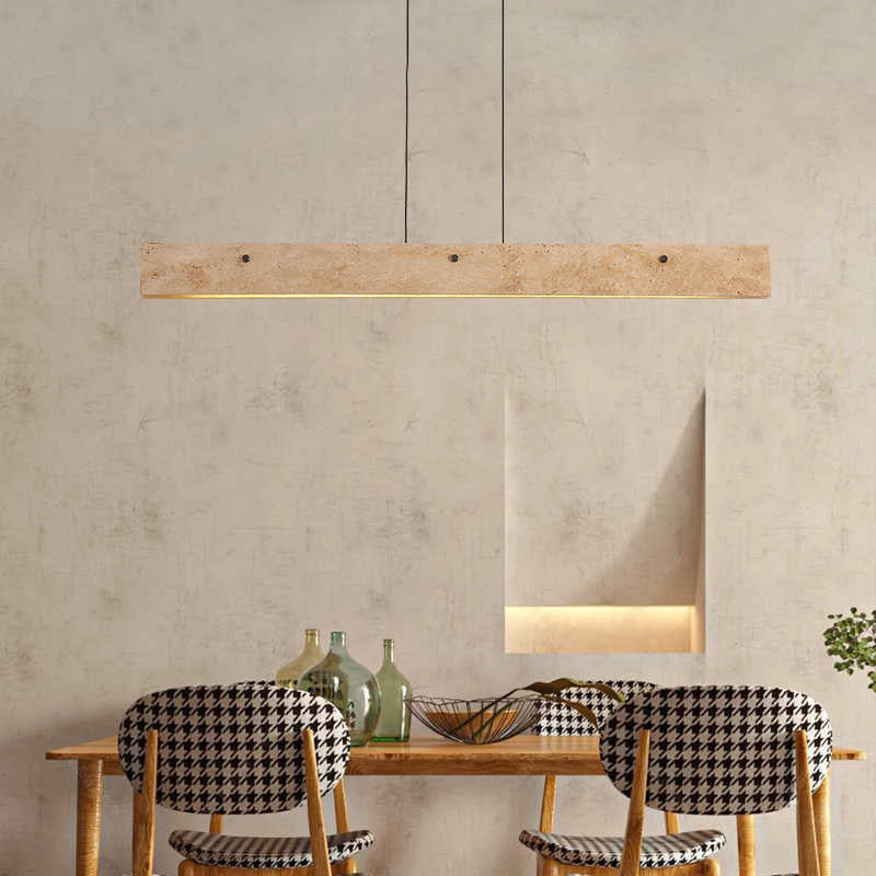 الثريات اليابانية التقليدية من الألمنيوم بترافرتين مستطيل LED لإضاءة الجزيرة لغرفة الطعام 