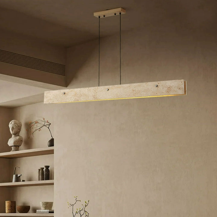 Lustres à LED rectangulaires en aluminium travertin japonais traditionnel pour salle à manger 