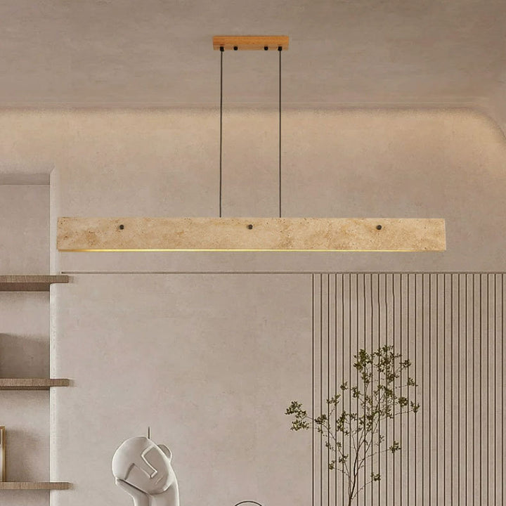 Lustres à LED rectangulaires en aluminium travertin japonais traditionnel pour salle à manger 