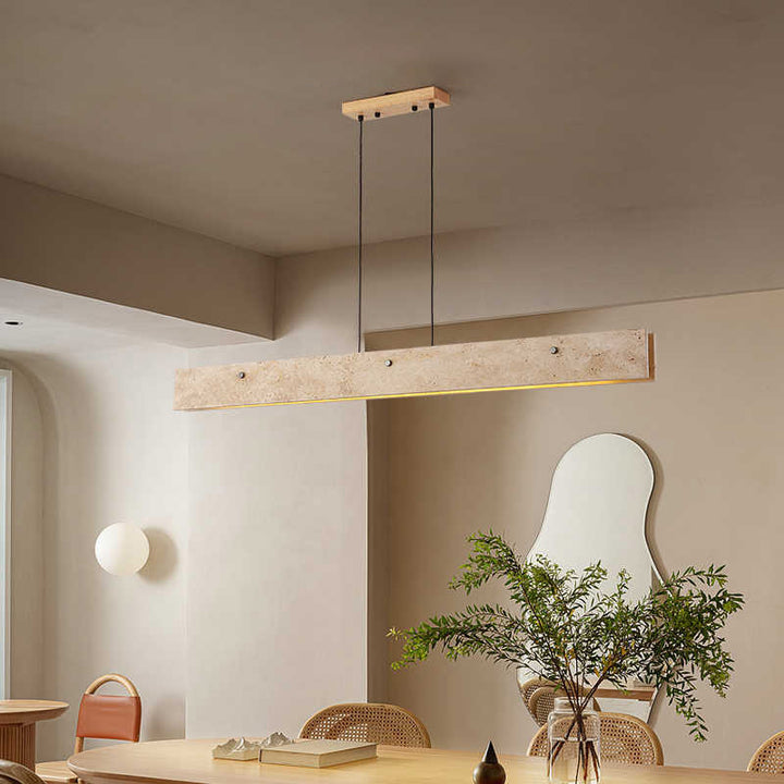 Lustres à LED rectangulaires en aluminium travertin japonais traditionnel pour salle à manger 