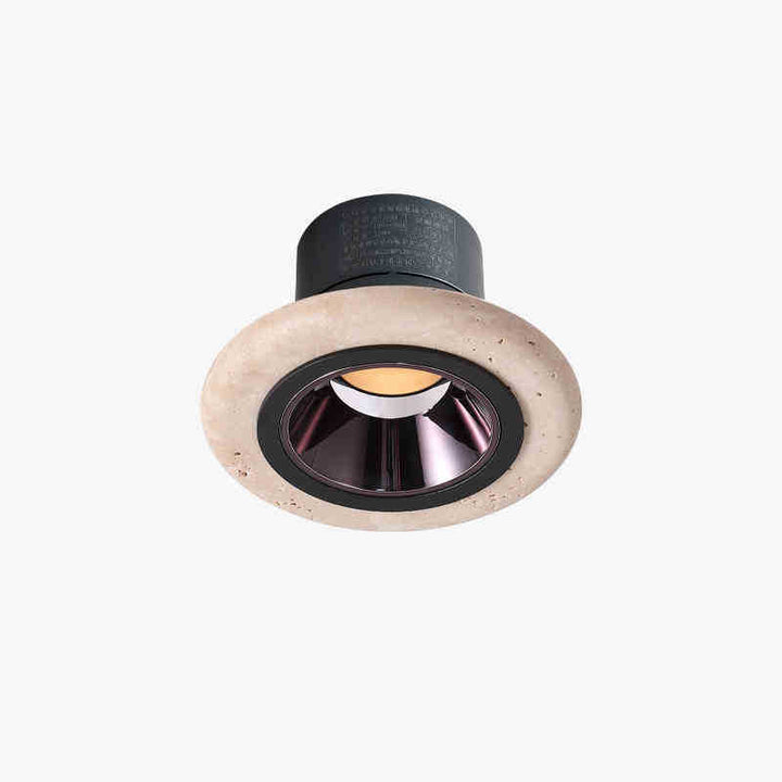 Traditional Japanese Travertine Aluminum Round LED Flush Mount Ceiling Light Recessed Lighting For Living Room