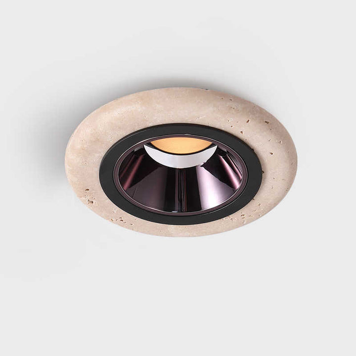 Traditional Japanese Travertine Aluminum Round LED Flush Mount Ceiling Light Recessed Lighting For Living Room