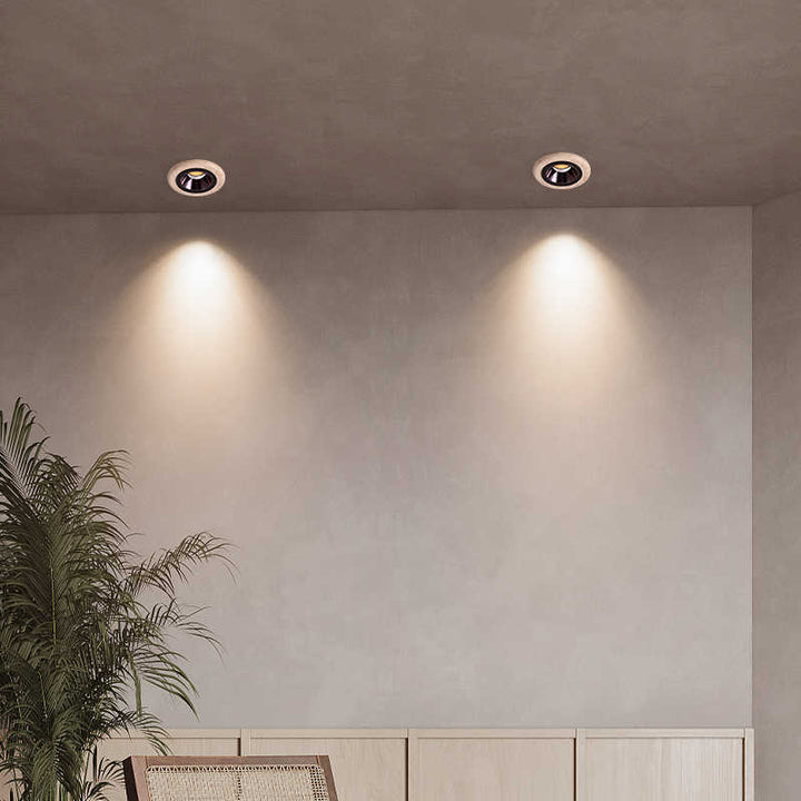 Traditionelle japanische Travertin-Aluminium-Runde LED-Deckenleuchte für Einbauleuchten im Wohnzimmer 