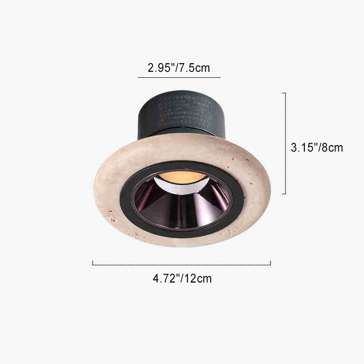 Traditional Japanese Travertine Aluminum Round LED Flush Mount Ceiling Light Recessed Lighting For Living Room