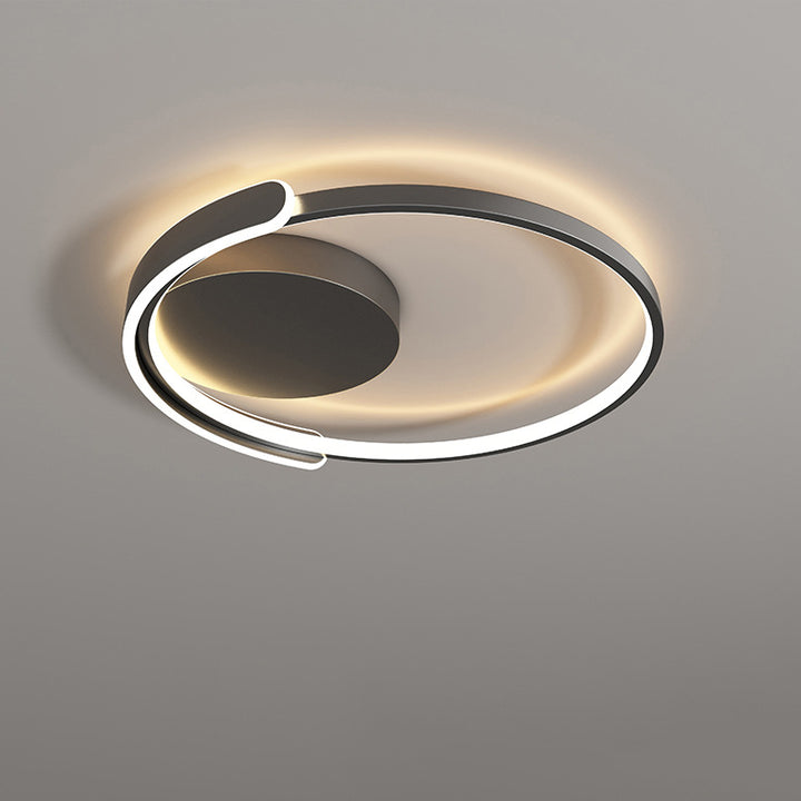 Modern Minimalist Iron Aluminum Square Round Line LED Flush Mount Ceiling Light For Bedroom