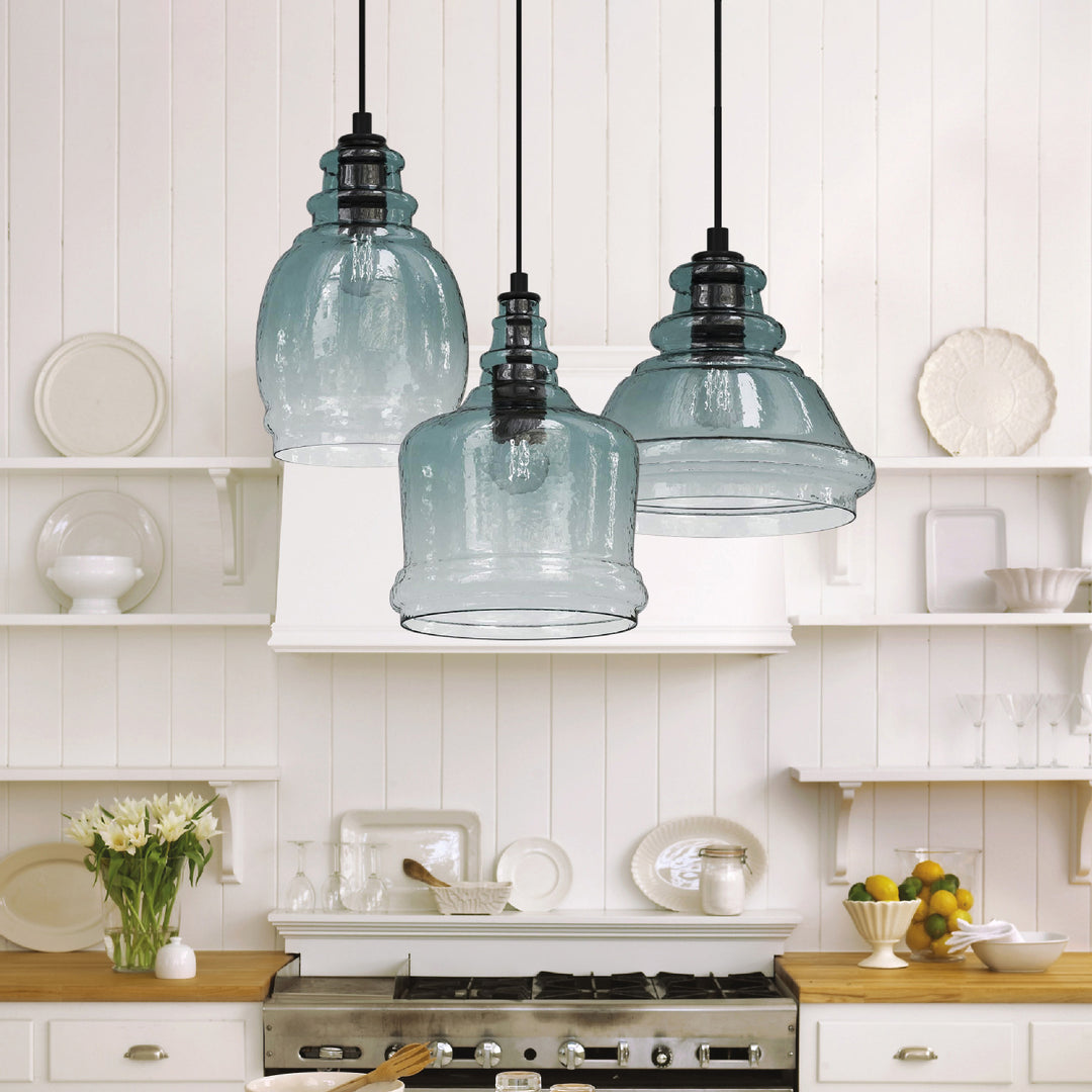 Suspension Contemporaine Rétro en Verre et Fer, Tambour 1/3 Lumière pour Salle à Manger 