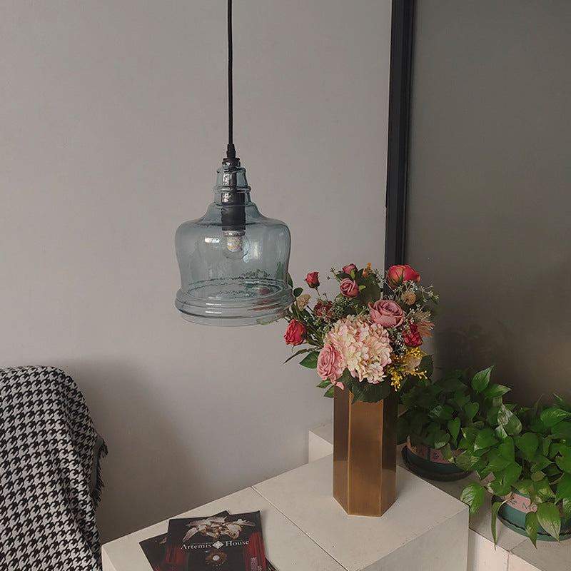 Zeitgenössische Retro-Glas-Eisen-Trommel 1/3 Licht Pendelleuchte für Esszimmer 