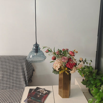 Zeitgenössische Retro-Glas-Eisen-Trommel 1/3 Licht Pendelleuchte für Esszimmer 