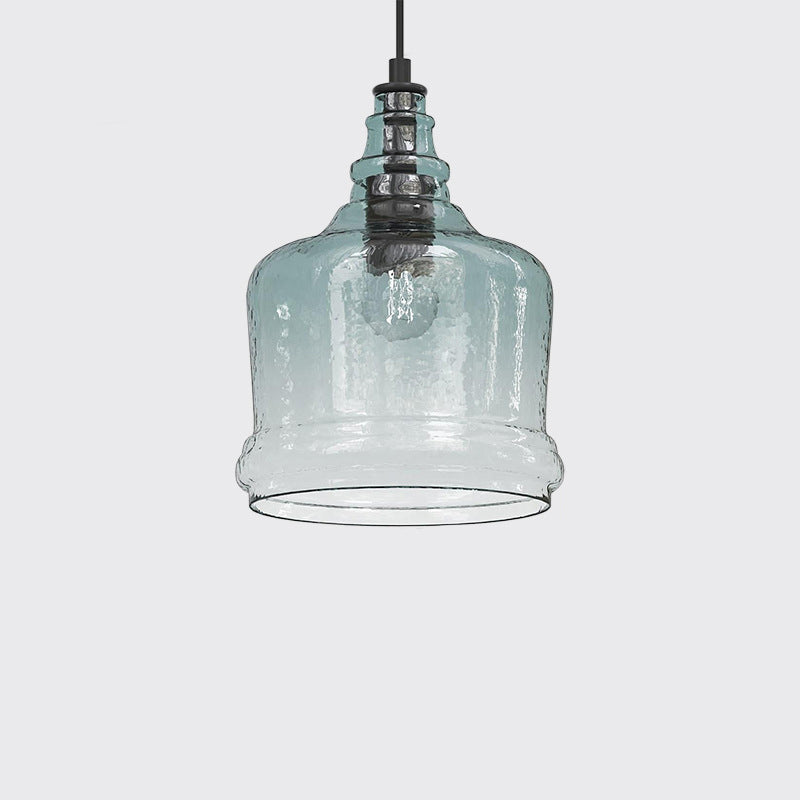Zeitgenössische Retro-Glas-Eisen-Trommel 1/3 Licht Pendelleuchte für Esszimmer 