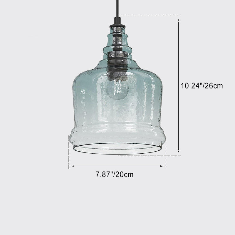 Zeitgenössische Retro-Glas-Eisen-Trommel 1/3 Licht Pendelleuchte für Esszimmer 
