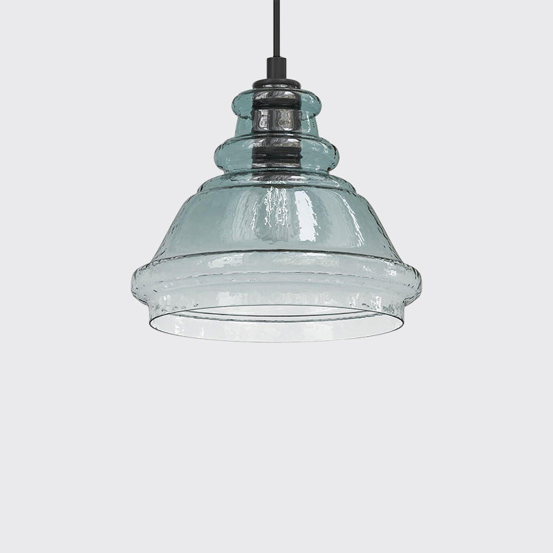 Zeitgenössische Retro-Glas-Eisen-Trommel 1/3 Licht Pendelleuchte für Esszimmer 