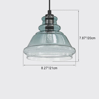 Zeitgenössische Retro-Glas-Eisen-Trommel 1/3 Licht Pendelleuchte für Esszimmer 