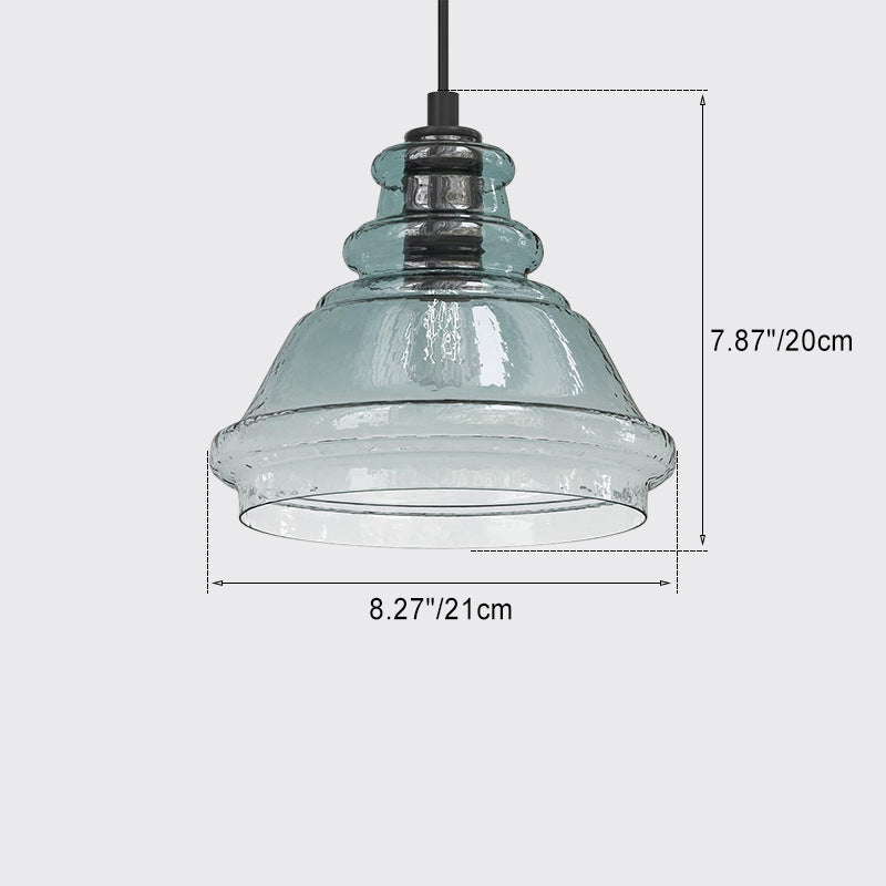 Zeitgenössische Retro-Glas-Eisen-Trommel 1/3 Licht Pendelleuchte für Esszimmer 