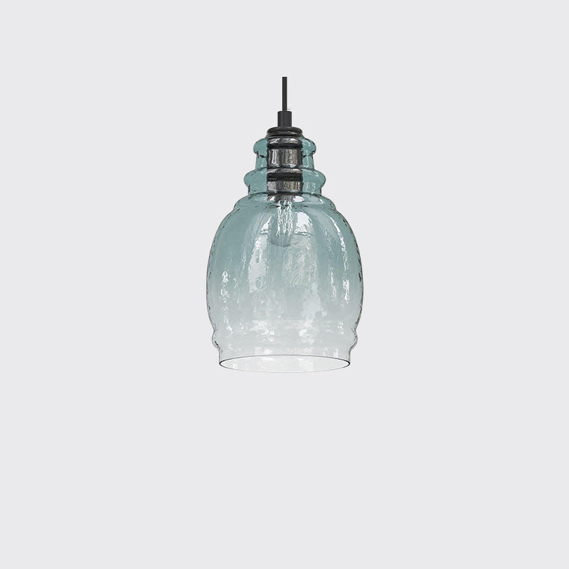 Zeitgenössische Retro-Glas-Eisen-Trommel 1/3 Licht Pendelleuchte für Esszimmer 