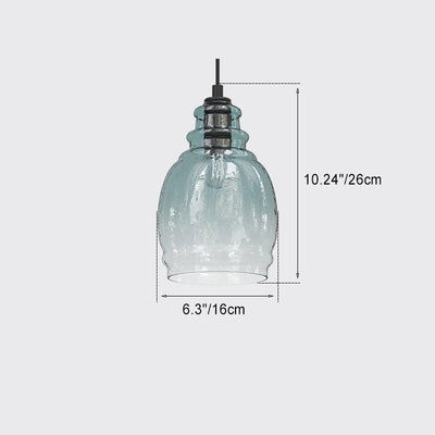 Zeitgenössische Retro-Glas-Eisen-Trommel 1/3 Licht Pendelleuchte für Esszimmer 