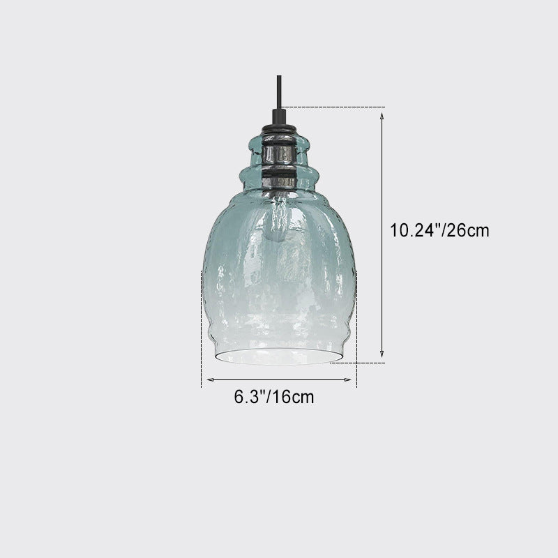 Zeitgenössische Retro-Glas-Eisen-Trommel 1/3 Licht Pendelleuchte für Esszimmer 