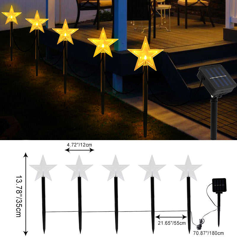 Modern Art Deco Solar Battery Waterproof PET Plastic Star Snow Christmas Tree Decoration LED Outdoor Light Landscape Lighting For Garden