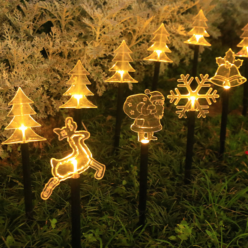 Modern Art Deco Solar Battery Waterproof PET Plastic Star Snow Christmas Tree Decoration LED Outdoor Light Landscape Lighting For Garden