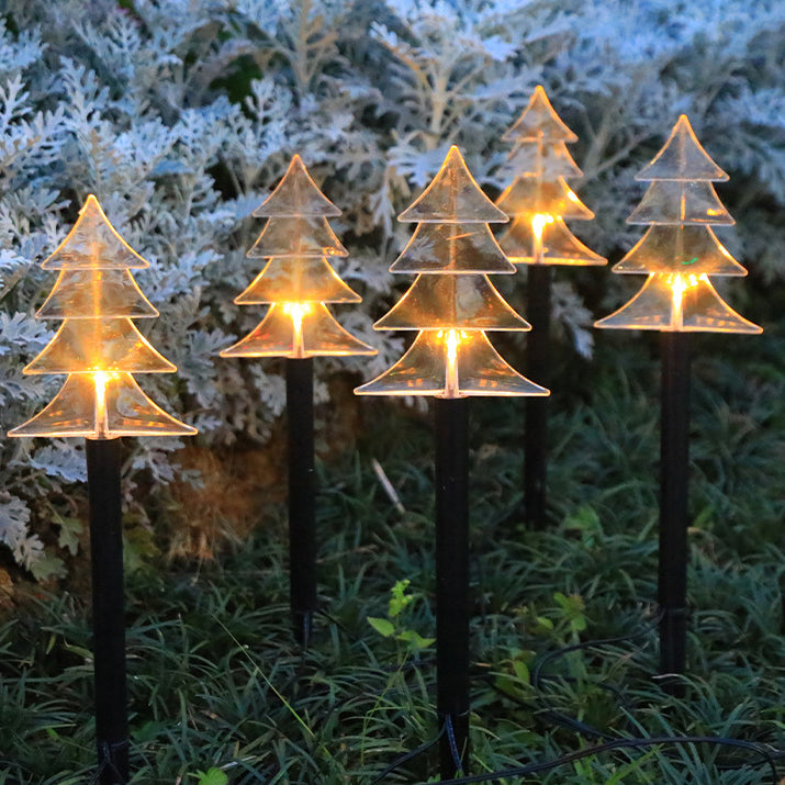 Modern Art Deco Solar Battery Waterproof PET Plastic Star Snow Christmas Tree Decoration LED Outdoor Light Landscape Lighting For Garden