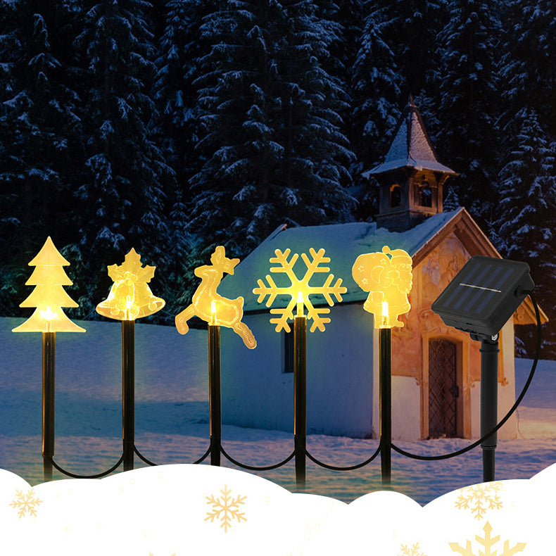 Modern Art Deco Solar Battery Waterproof PET Plastic Star Snow Christmas Tree Decoration LED Outdoor Light Landscape Lighting For Garden