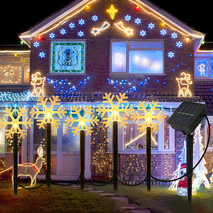 Modern Art Deco Solar Battery Waterproof PET Plastic Star Snow Christmas Tree Decoration LED Outdoor Light Landscape Lighting For Garden