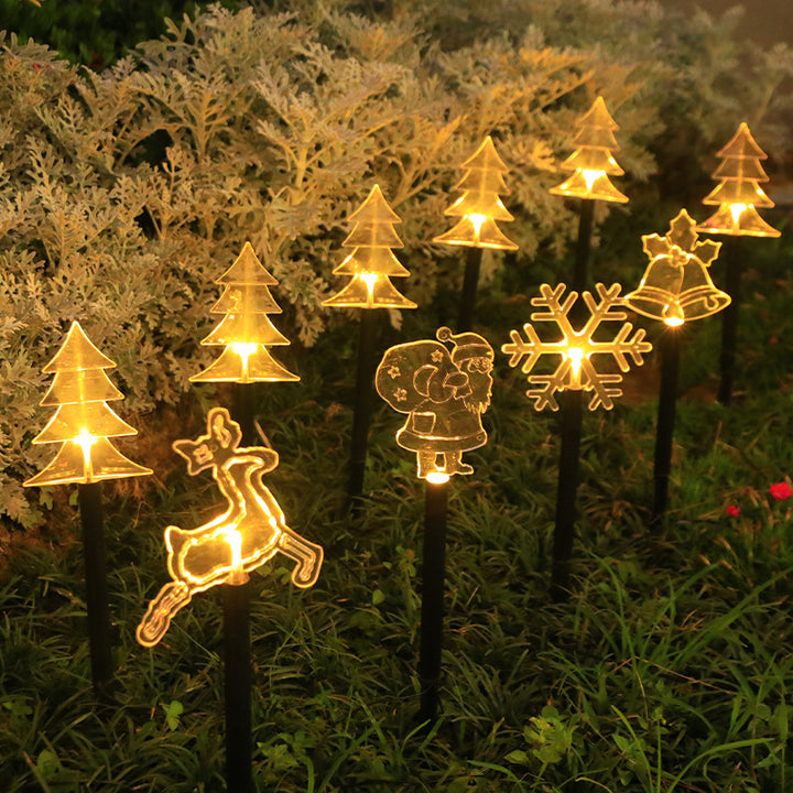 Modern Art Deco Solar Battery Waterproof PET Plastic Star Snow Christmas Tree Decoration LED Outdoor Light Landscape Lighting For Garden
