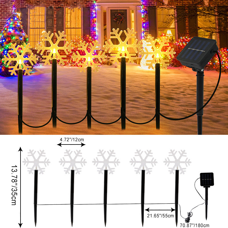 Modern Art Deco Solar Battery Waterproof PET Plastic Star Snow Christmas Tree Decoration LED Outdoor Light Landscape Lighting For Garden