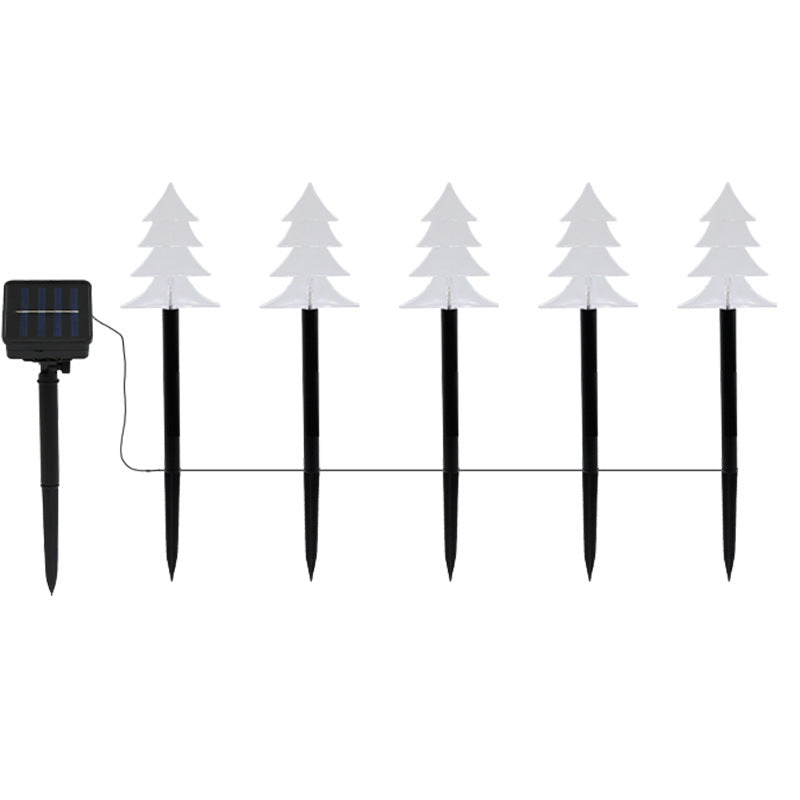 Modern Art Deco Solar Battery Waterproof PET Plastic Star Snow Christmas Tree Decoration LED Outdoor Light Landscape Lighting For Garden