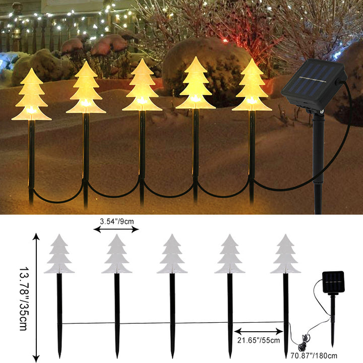 Modern Art Deco Solar Battery Waterproof PET Plastic Star Snow Christmas Tree Decoration LED Outdoor Light Landscape Lighting For Garden