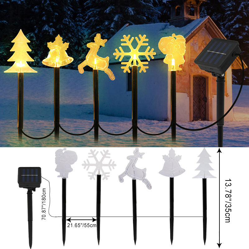 Modern Art Deco Solar Battery Waterproof PET Plastic Star Snow Christmas Tree Decoration LED Outdoor Light Landscape Lighting For Garden
