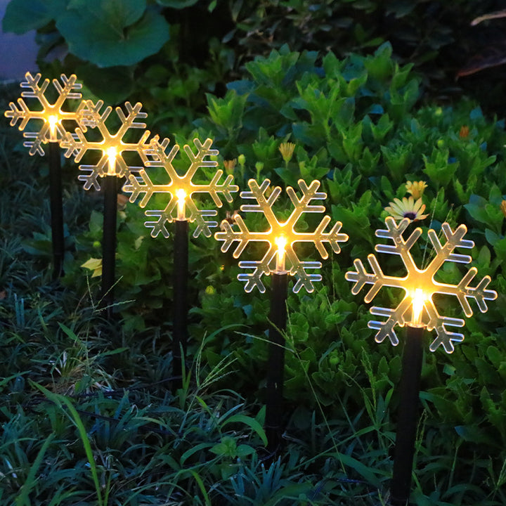 Modern Art Deco Solar Battery Waterproof PET Plastic Star Snow Christmas Tree Decoration LED Outdoor Light Landscape Lighting For Garden