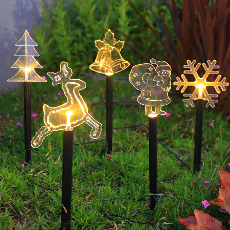 Modern Art Deco Solar Battery Waterproof PET Plastic Star Snow Christmas Tree Decoration LED Outdoor Light Landscape Lighting For Garden