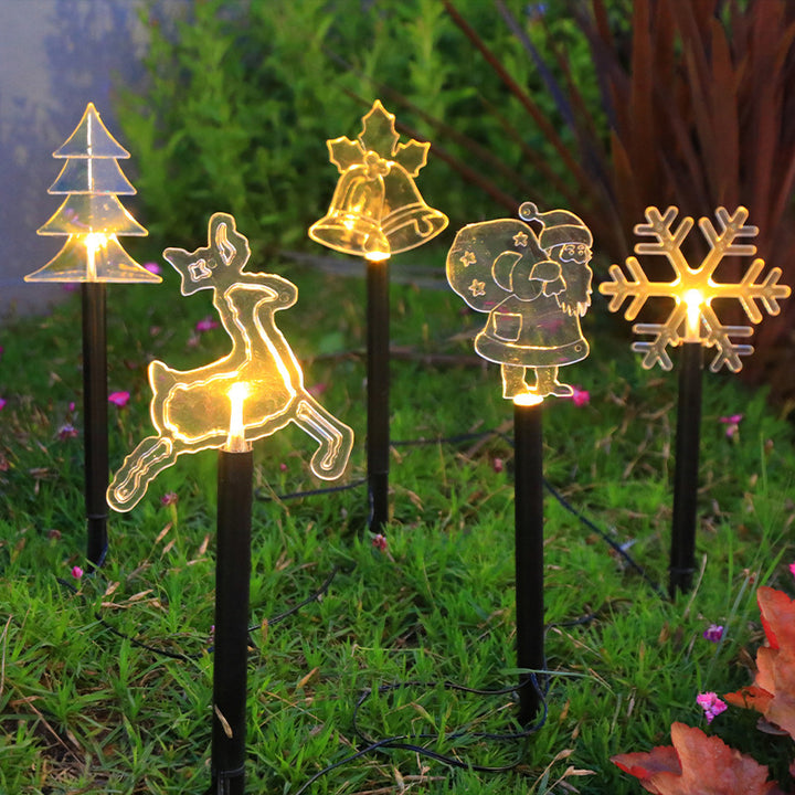 Modern Art Deco Solar Battery Waterproof PET Plastic Star Snow Christmas Tree Decoration LED Outdoor Light Landscape Lighting For Garden
