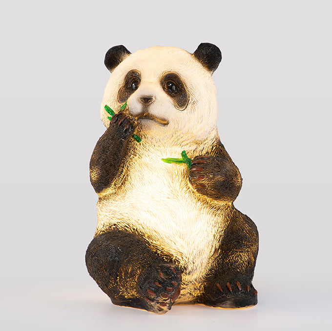 Moderno Arte Deco Solar Resina Impermeable Fibra de Vidrio Imitación Panda Brote de Bambú Luz LED para Exteriores Iluminación de Paisaje para Jardín 