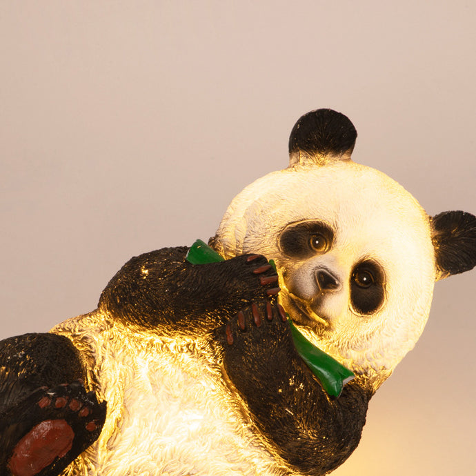 Moderno Arte Deco Solar Resina Impermeable Fibra de Vidrio Imitación Panda Brote de Bambú Luz LED para Exteriores Iluminación de Paisaje para Jardín 