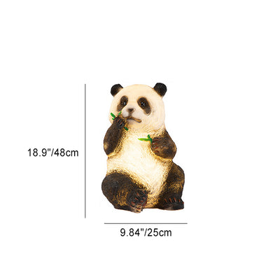 Moderno Arte Deco Solar Resina Impermeable Fibra de Vidrio Imitación Panda Brote de Bambú Luz LED para Exteriores Iluminación de Paisaje para Jardín 