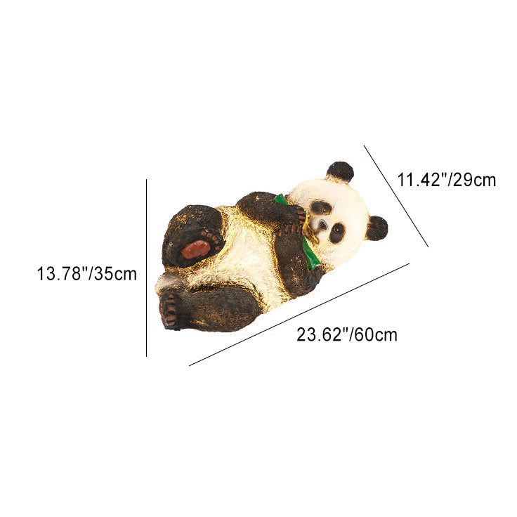Moderno Arte Deco Solar Resina Impermeable Fibra de Vidrio Imitación Panda Brote de Bambú Luz LED para Exteriores Iluminación de Paisaje para Jardín 