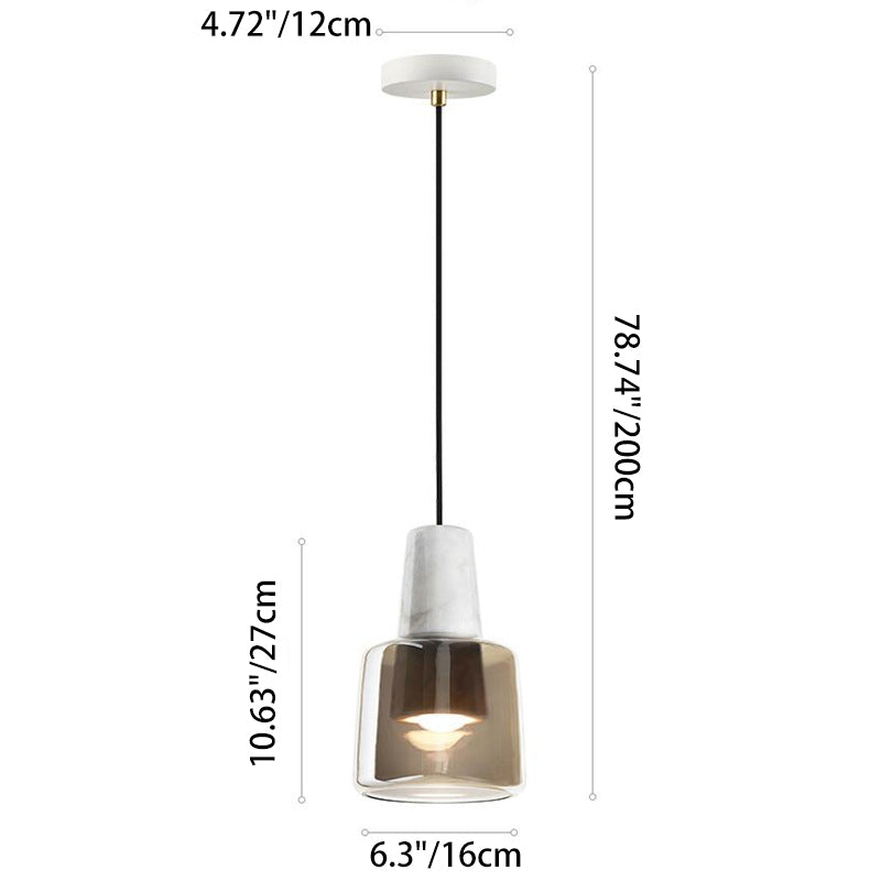 Lámpara colgante contemporánea de cristal de mármol nórdico con una luz para mesita de noche 