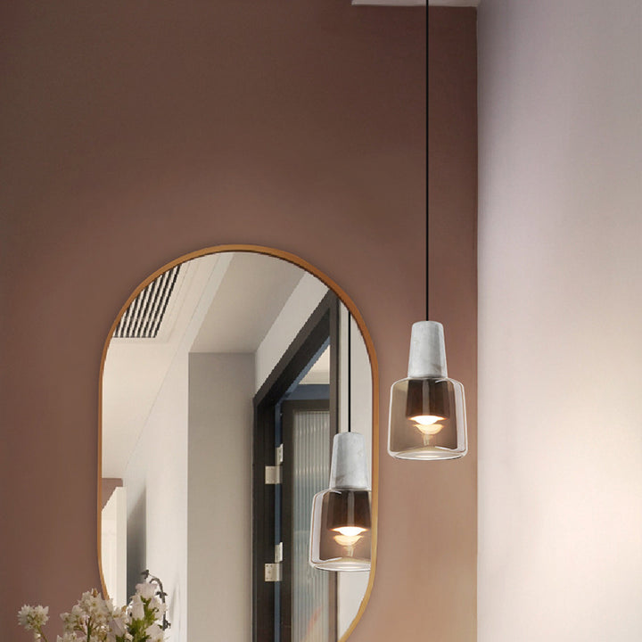 Lámpara colgante contemporánea de cristal de mármol nórdico con una luz para mesita de noche 