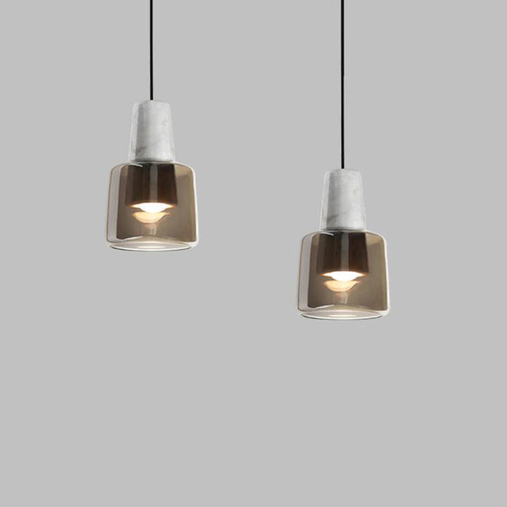 Lámpara colgante contemporánea de cristal de mármol nórdico con una luz para mesita de noche 