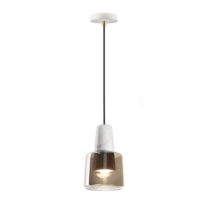 Lámpara colgante contemporánea de cristal de mármol nórdico con una luz para mesita de noche 